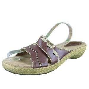 Clarks Artisan Women's Brown Wedge Sandals Leather Size 7.5M